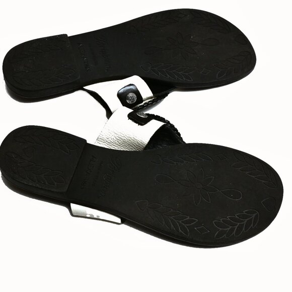BRIGHTON Alexa Leather Brazilian Thong Sandals Black White Women’s 6.5 - Picture 10 of 10
